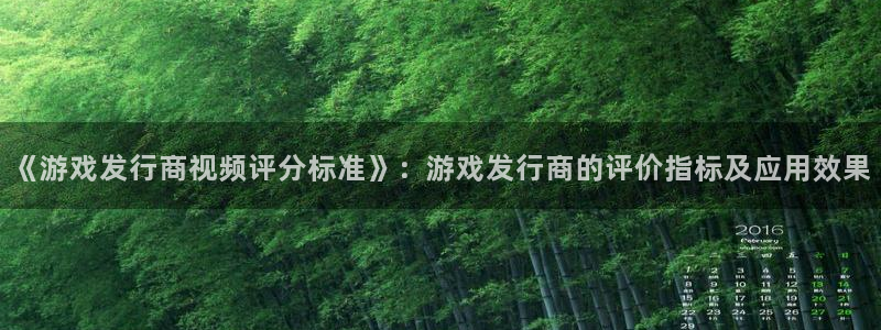 bg大游电子商务有限公司招聘：《游戏发行商视频评分标准》：游戏发行商的评价指标及应用效果